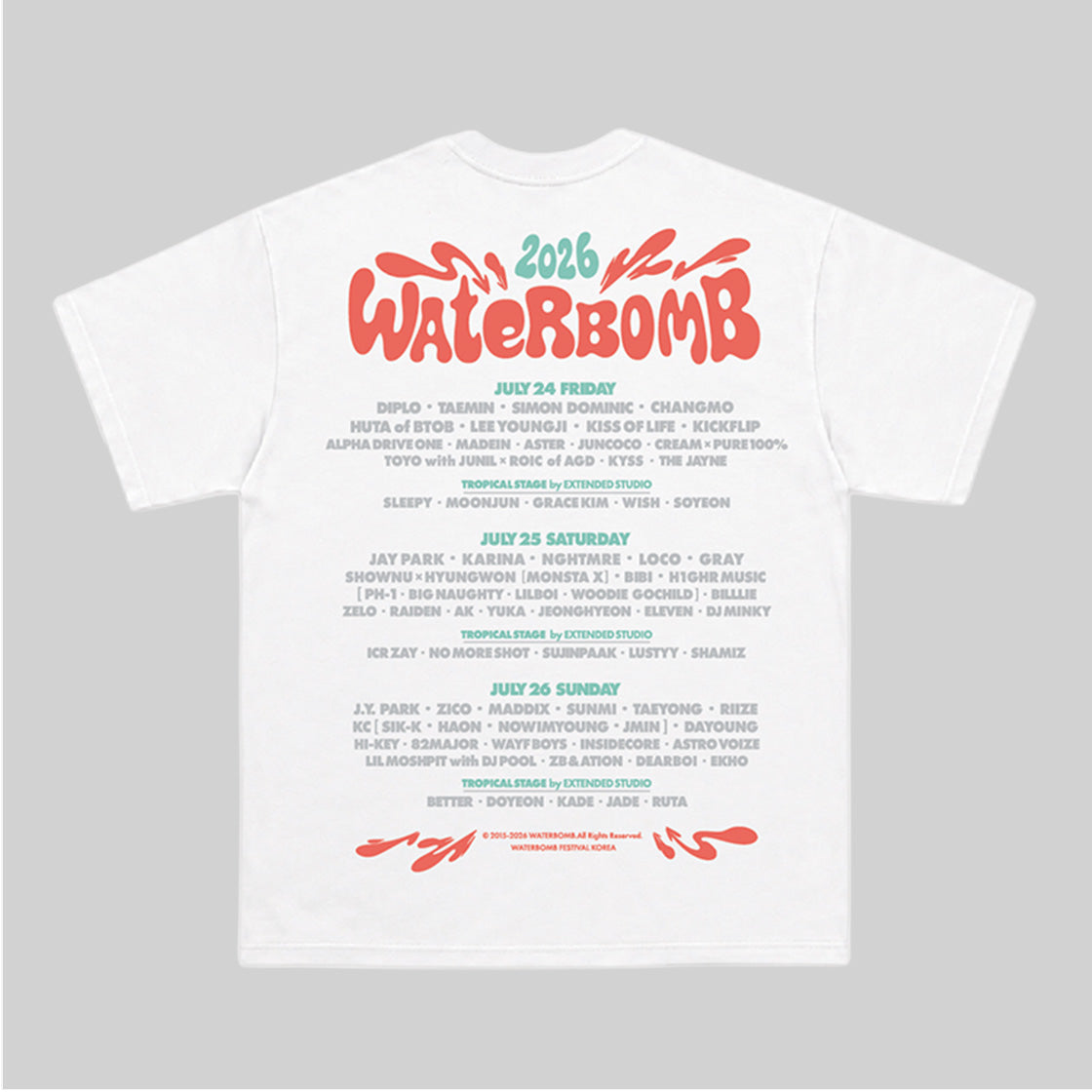 [ON-SITE PICKUP ONLY] WATERBOMB 2026 EXCLUSIVE - Linup Tee(White)